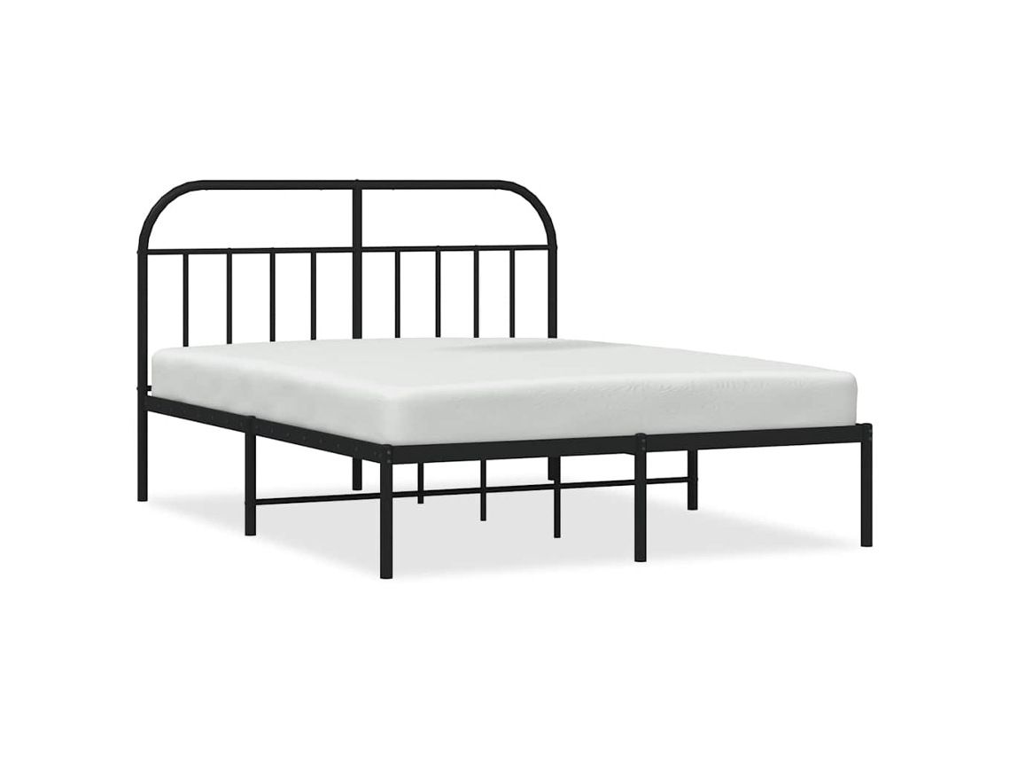 Bed Frame, Bed Frames Vidaxl Preto Aço (150 X 200 Cm)