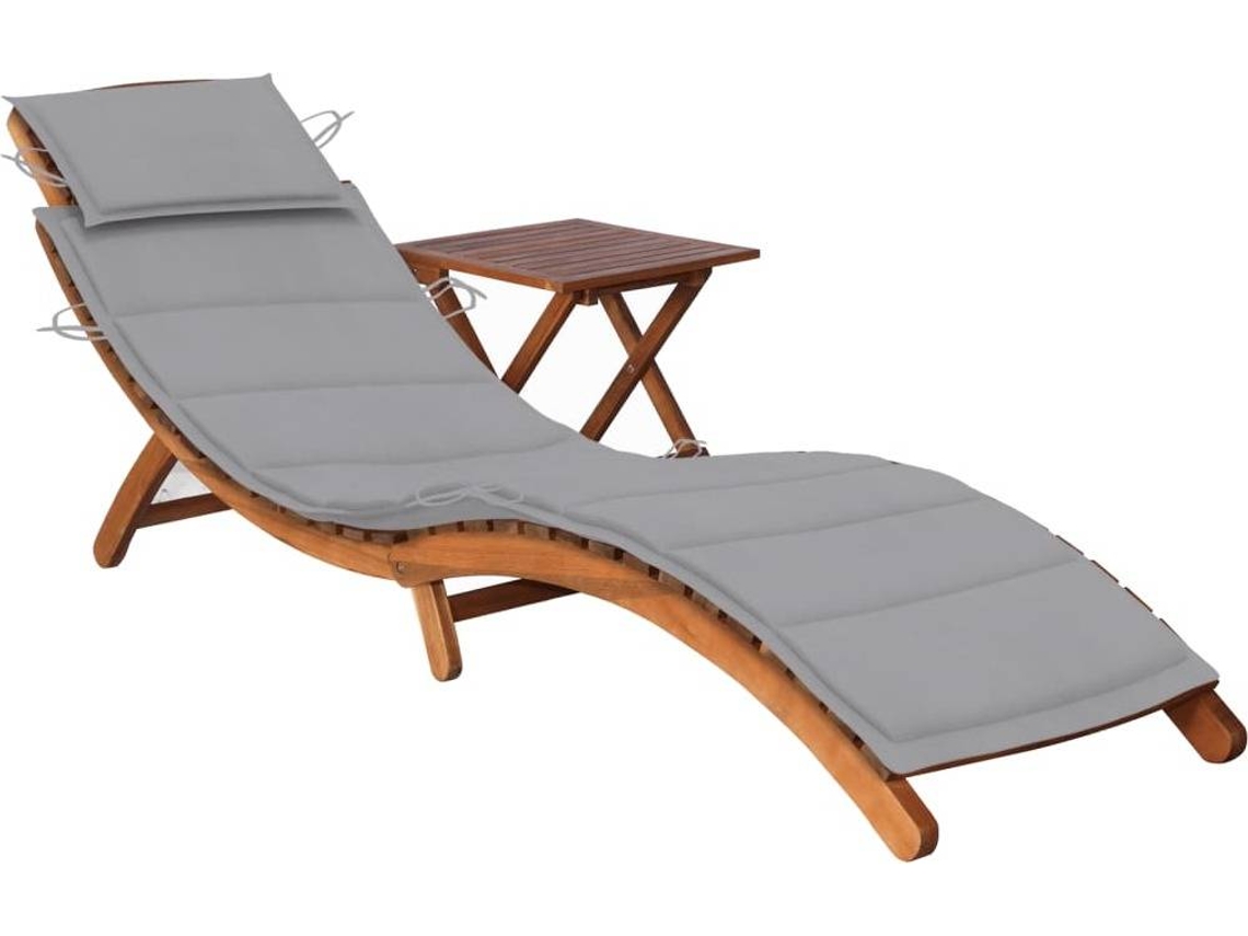 Sunlounger With Table, Sunloungers With Tables Vidaxl Cinzeto Madeira De Acácia (n/a)