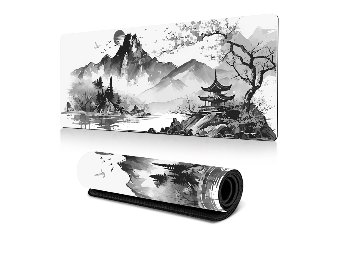 Mousepad Gamer Xxl Estilo Desenho Tinta Antideslizante Ink Wash 30×80×0,3 Cm Dureforward
