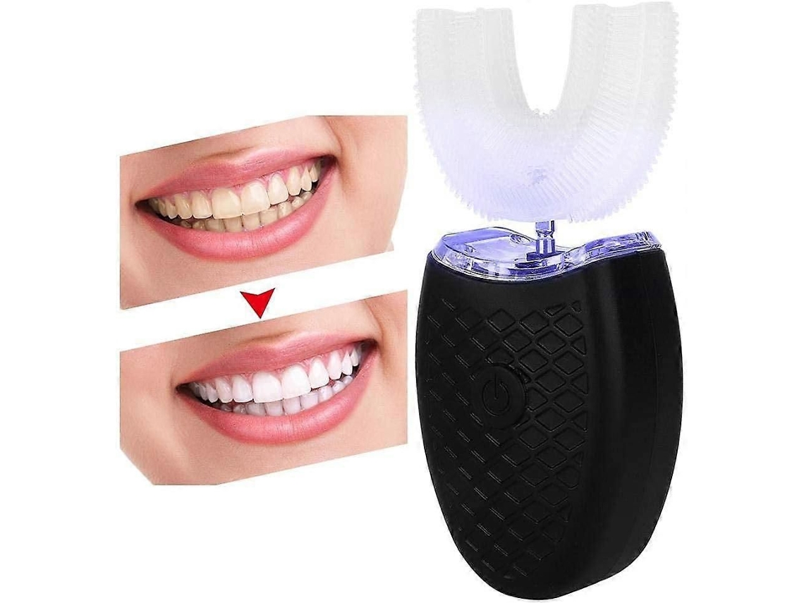 Escova de Dentes Elétrica Sônica Automática com Cabeça Silicone Qualidade Alimentar , em Formato U, P Ara Adultos. GOKOCO (preta)