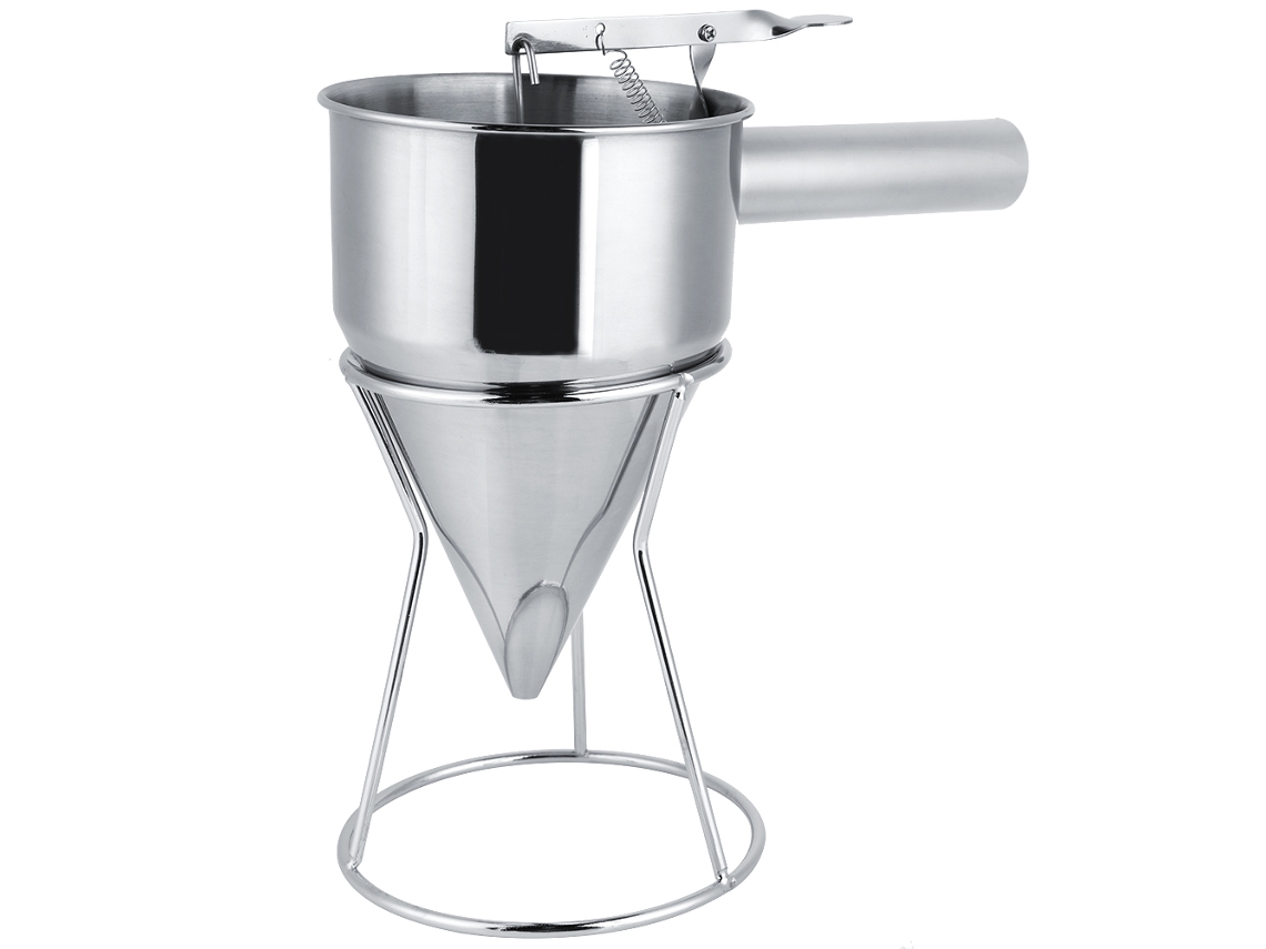 Funil de aço inox para cozinha com suporte para preparação de bolinhas de polvo e cozinha geral S/MARCA