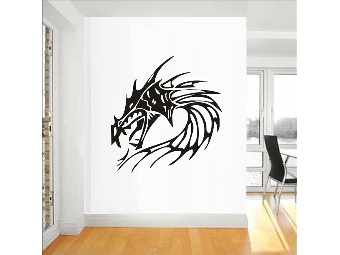 Adesivos de parede com cabeça de dragão, animais míticos, para sala de estar, quarto, quarto infantil, sala de jogos, decoração de parede de clube.