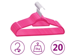 Vidaxl 20 Pcs Conjunto De Cabides Antiderrapantes Veludo Rosa