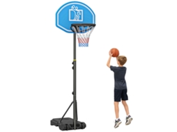 Tabela de Basquetebol Ajustável 160-210cm Rodas Recarregável 76x70x197.5cm Preto e Azul BTFORUS