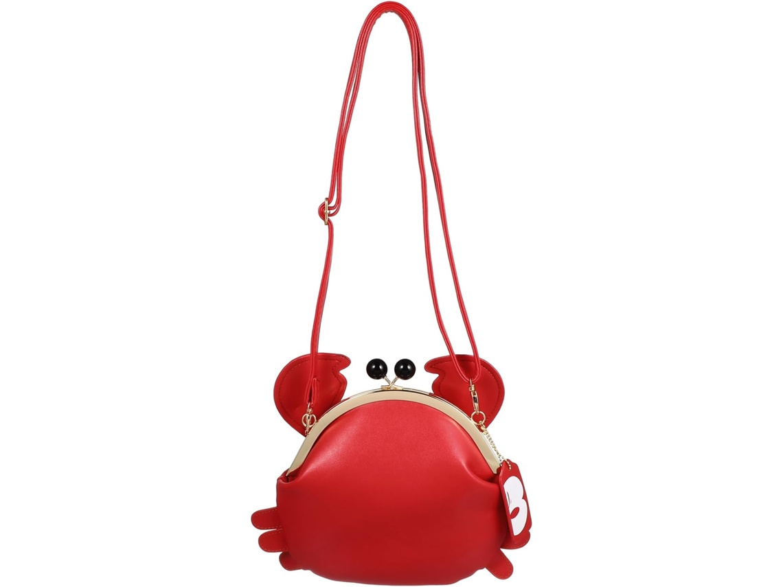 Bolsa De Ombro Ciieeo Vermelha Em Pu Com Estampa De Caranguejo, 17 X 0,5 X 19,5 Cm, Bolsa Decorativa Para Viagens E