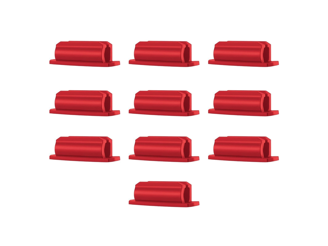 Ats 10pcs Portátil Clip de Bolígrafo Adhesivo Pequeño Anillo para Escritorio Oficina Rojo