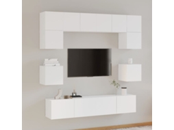 Vidaxl Conjunto Móveis De Tv 8 Pcs Madeira Processada Branco