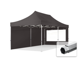 Tenda Dobrável 3x6m, Alumínio Profissional De 40 Mm, Laterais Com Janelas Panorâmicas, Cinza Escuro