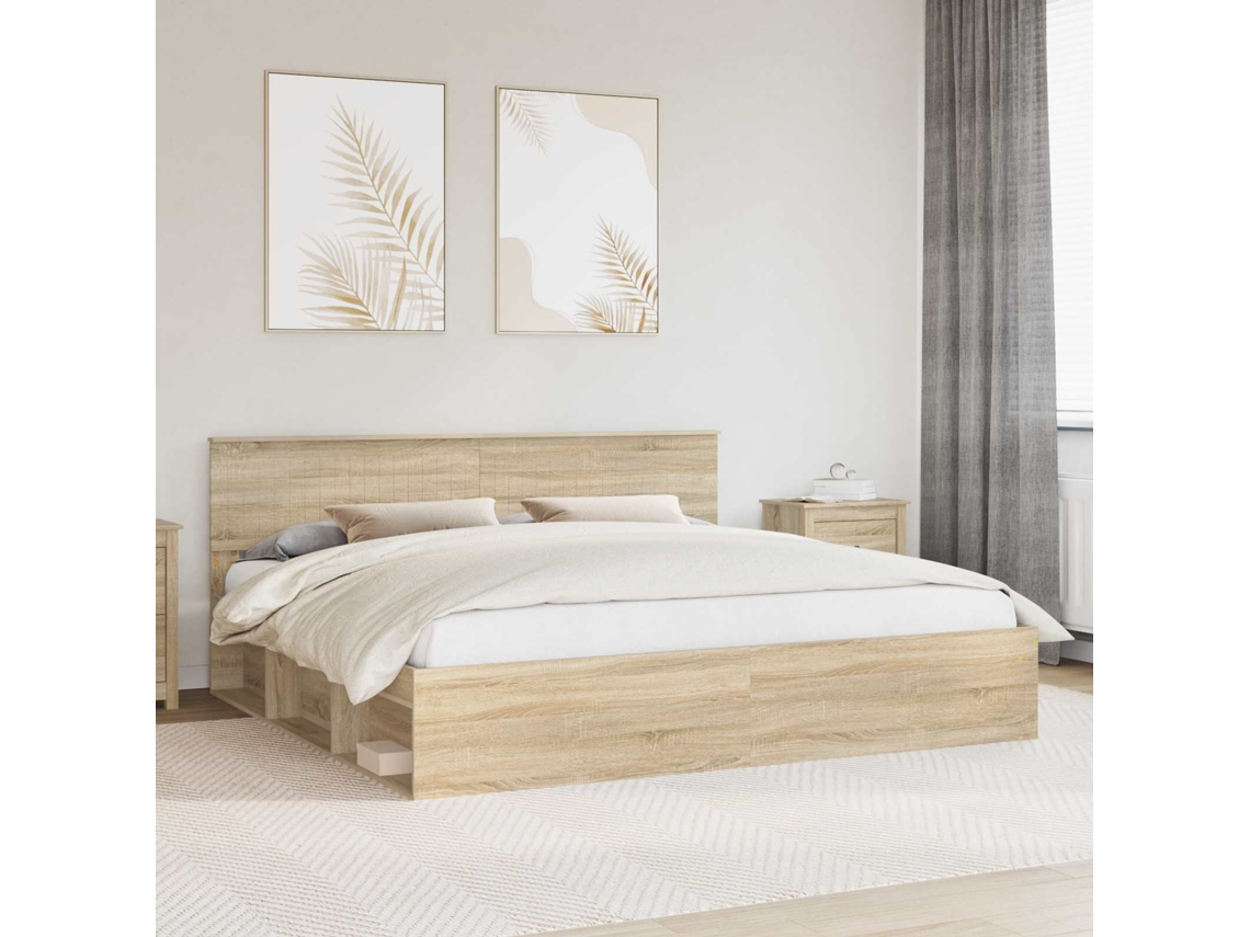 Vidaxl Estrutura Da Cama Com Cabeceira Sonoma 200 X 200 Cm
