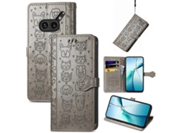 Capa De Couro Com Relevo De Gato E Cachorro Para Celular Nothing Phone 2a Plus