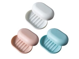 Linjou 3 Pratos de Sabão Portáteis, Impermeáveis, com Tampa, para Viagem, 3 Cores