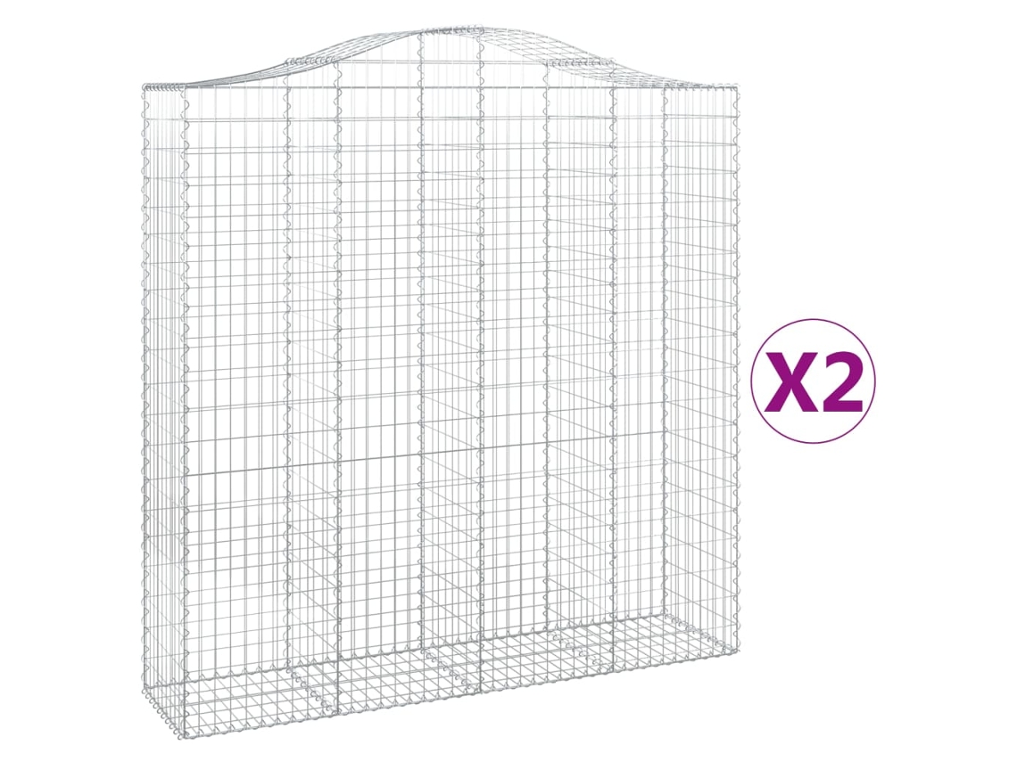 Gabion Basket, Gabion Baskets Vidaxl Prateado Ferro (200 X 50 X 200/220 Cm)