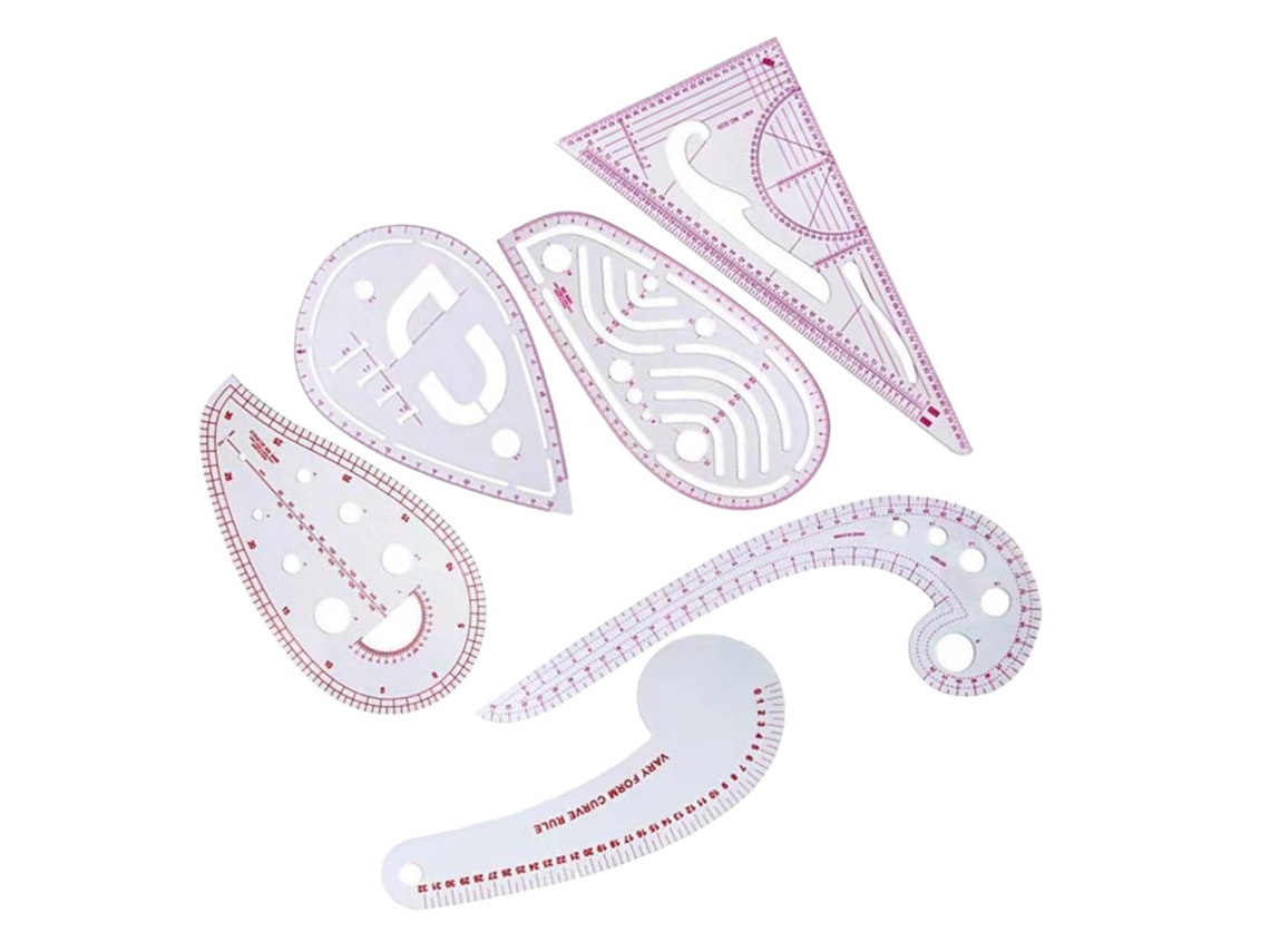Conjunto De 6 Réguas Para Patchwork E Costura Com Molde De Plástico Transparente E Design Vazado