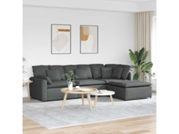 Vidaxl Sofá Modular Com Apoio Para Os Pés E Almofadas, Tecido Cinza Escuro