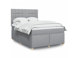 Vidaxl Cama Com Molas/colchão 140x190 Cm Tecido Cinzento-claro