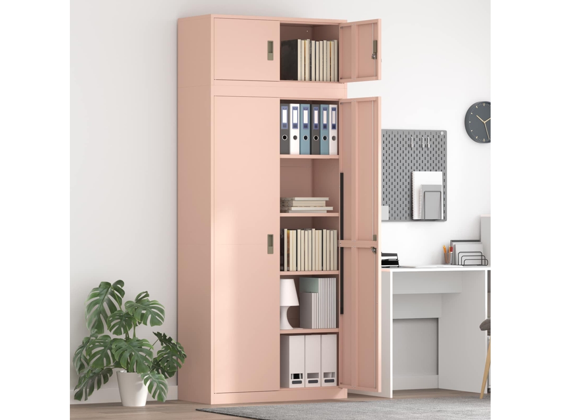 Vidaxl Armário De Arrumação 2 Unid. Rosa 90 X 40 X 220 Cm Aço