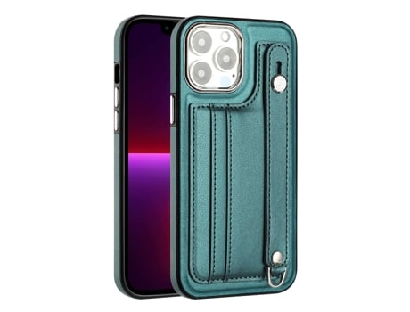 Capa Mobile Phone Cases Shockproof With Wrist para iPhone 15 Pro Pele Castanho