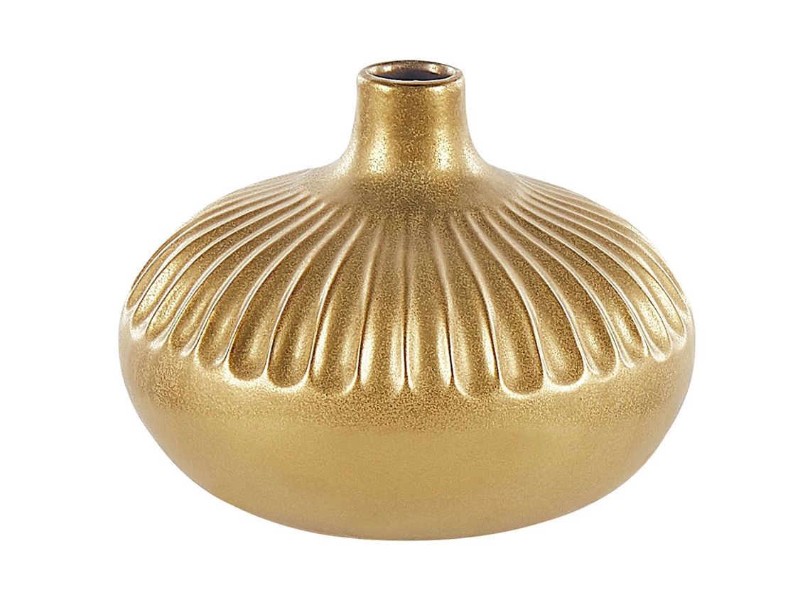 Jarra Decorativa Cercei 20 Cm Grés Dourado