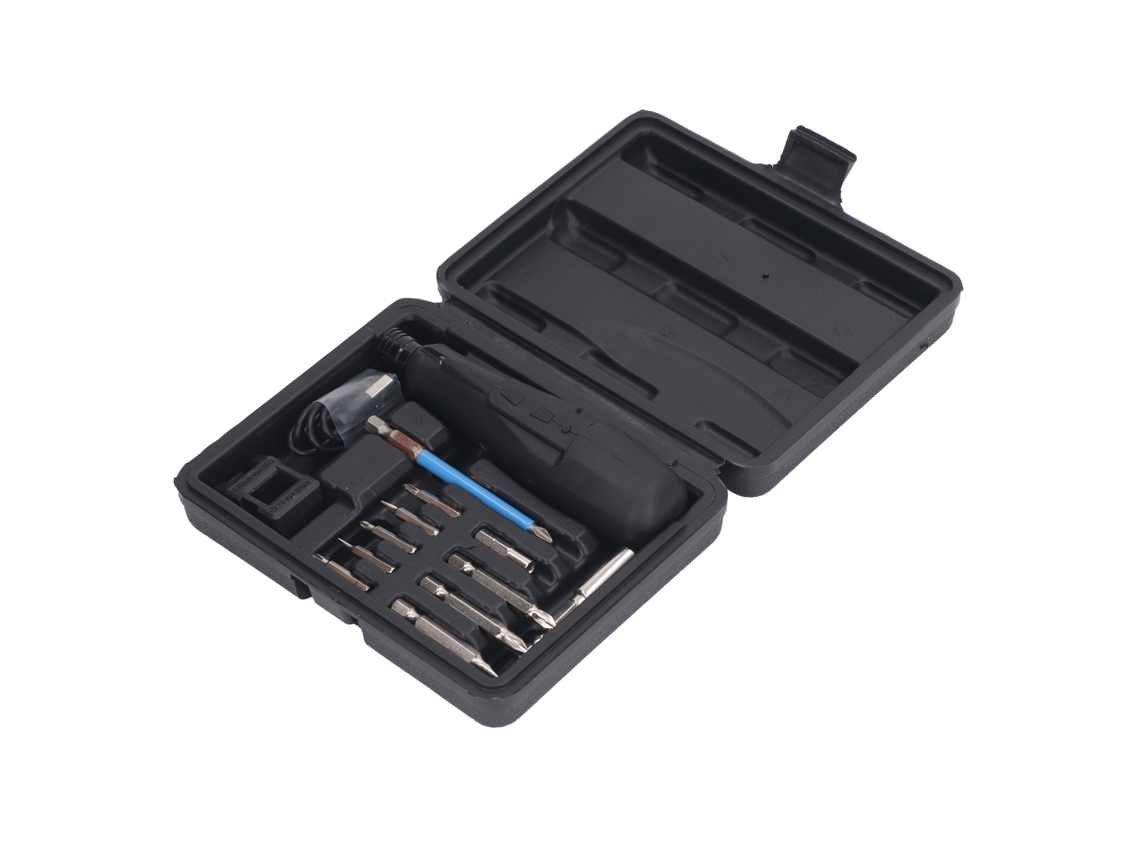 Kit De Parafusadeira Eléctrica Sem Fio Recarregável Com Luz Led E Cabo Usb Reto