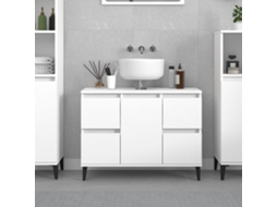 Vidaxl Armário De Lavatório 80x33x60 Cm Derivados De Madeira Branco