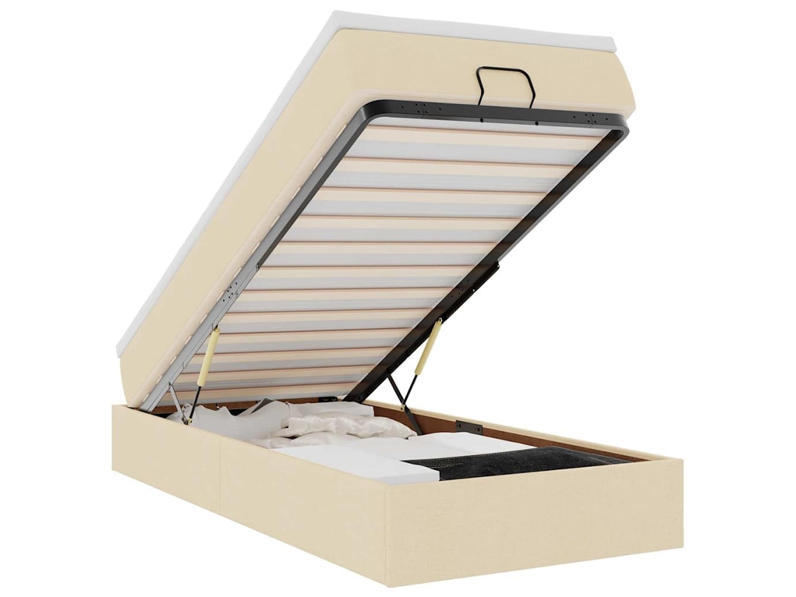 Estrutura de Cama Otomana com Colchão Tecido Creme MAISON EXCLUSIVE (90x200 cm)