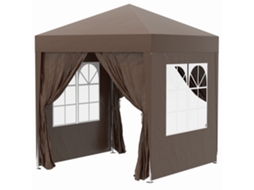 Gazebo ORBITRA COMMERCE, dobrável, 2x2m, 4 paredes removíveis, transporte, metal, poliéster, marrom