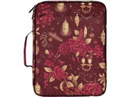 Pasta Expansível Clássica Floral Bordô, Organizador Sanfonado Com 7 Bolsos E Fichário De 3 Argolas Escola