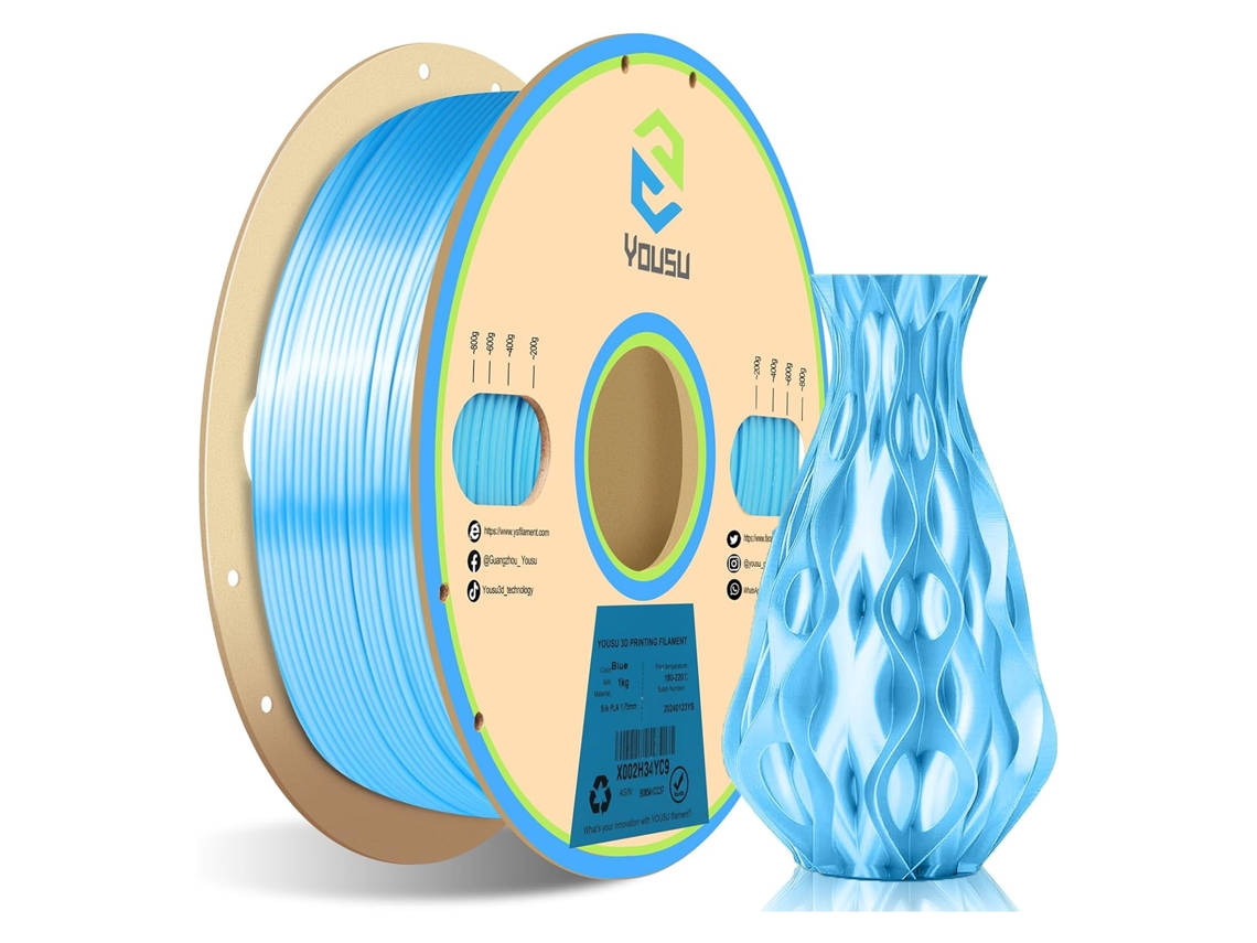 Filamento Seda Pla Yousu 1.75mm 1kg para Impressora 3d Fdm Azul
