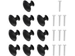 Conjunto De 10 Puxadores Em Aço Inoxidável Preto Frcolor Para Gavetas, Armários E Guarda Roupas