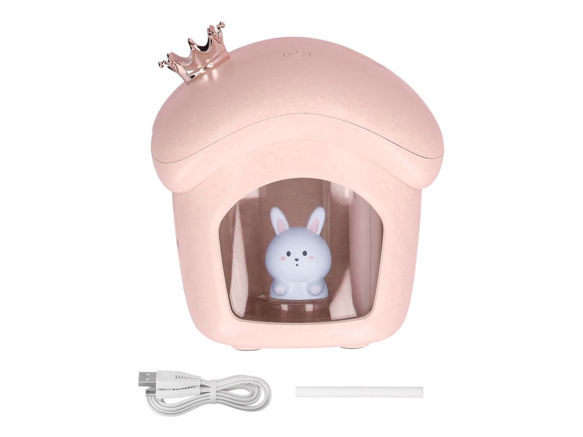 Humidificador de Mesa Portátil USB 350ml Visível 2 Velocidades Bateria 2000mAh Rosa S/MARCA
