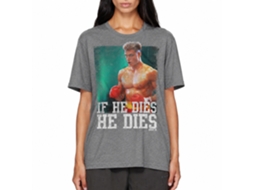 Rockinstone Rocky Movie Dies Distressed Heather Graphite Adult T-shirt Size:s