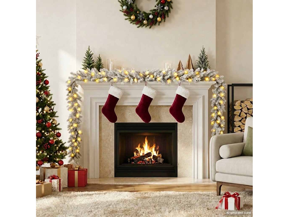 Grinalda De Natal Com 75 Luzes Led Pangivo 5 M Branco 450 Ramos