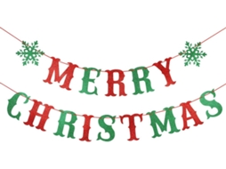 Enfeite de Natal ZMDECQNA Banner Brilhante Decorações Grinch Vermelho (18x15x1cm)