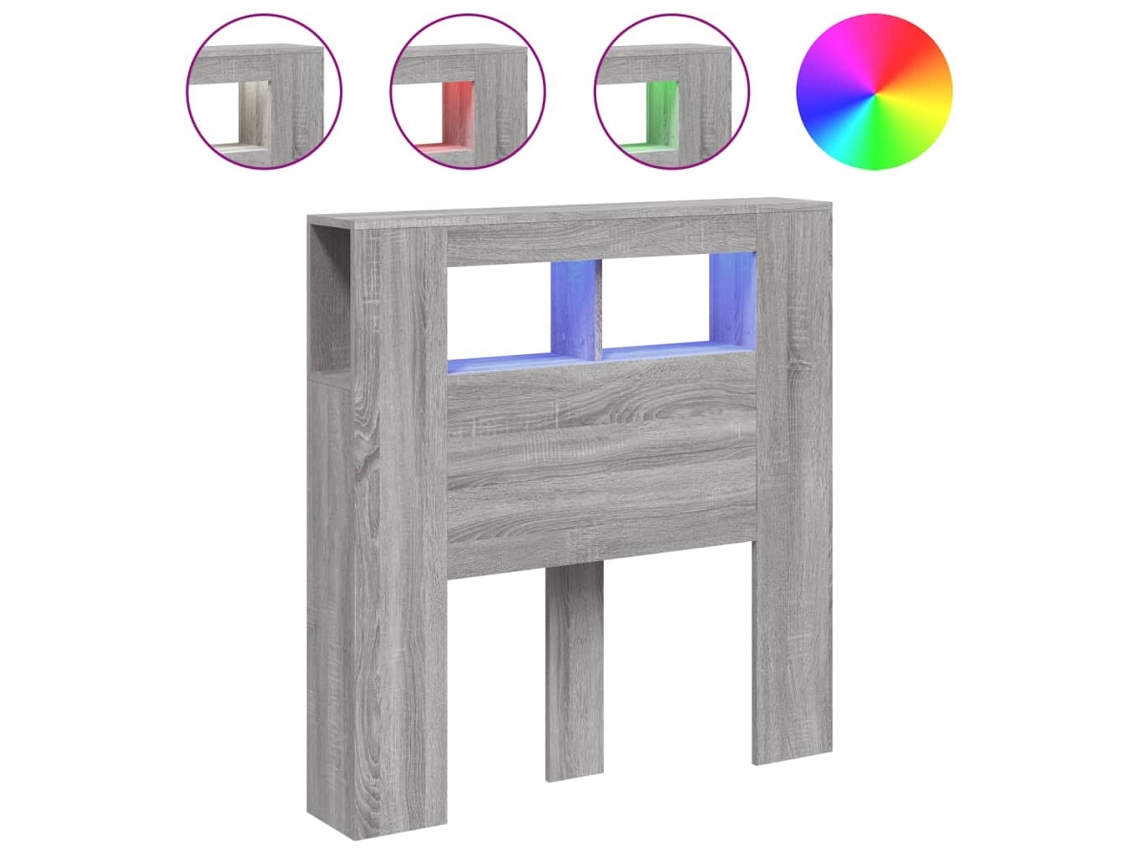 Cabeceira C/ Leds 100x18,5x103,5 Cm Sonoma Cinzento MAISON EXCLUSIVE