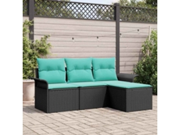 Vidaxl Conjunto De Sofá De Jardim 4 Unid. Preto Vime Pe