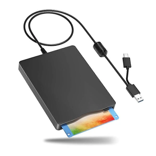 Unidade de Disquete Usb c de 3,5 Polegadas, Leitor de Cartão Fdd, com Notebook e Desktops AQUAFORGE