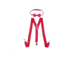 2026-corbata De Lazo Y Tirantes Elásticos Ajustables Para Niños Jnq 60 Cm (1-6 Anos) Rosa Intenso