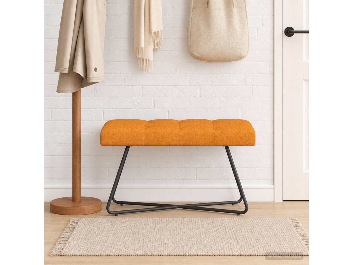 Vidaxl Banco Com Botões Estofados Amarelo Escuro 80 X 40 X 46 Cm