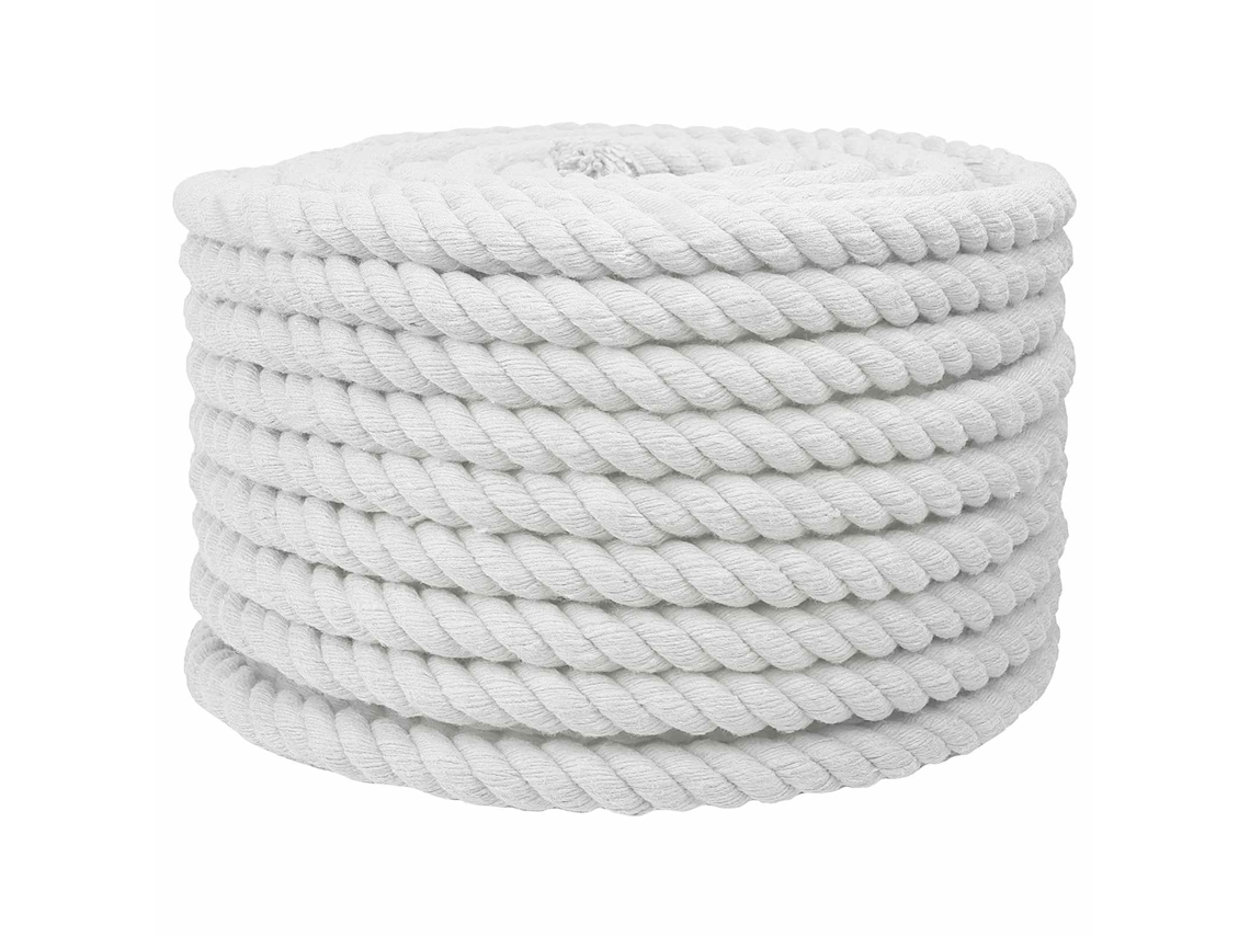 Vidaxl Corda De Algodão 20 Mm 50 M Branco 100% Algodão