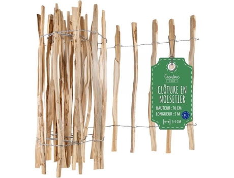 Cerca De Jardim Creative Home Madeira De Avelã Altura 70 Cm Comprimento 5 M Espaçamento 3 5 Cm