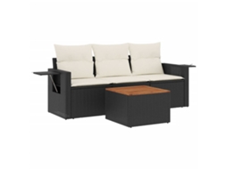 Maison Exclusive - 4 Pcs Conjunto De Sofás Para Jardim C/ Almofadões Vime Pe Preto