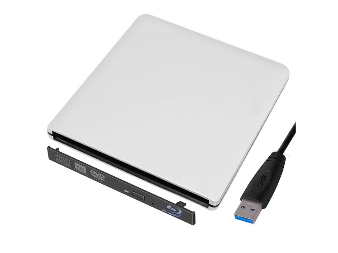 Lurelia Gravador Dvd Externo Usb 3.0, Leitor Cd/dvd Portátil Para Laptop, Pc E Mac, Prateado
