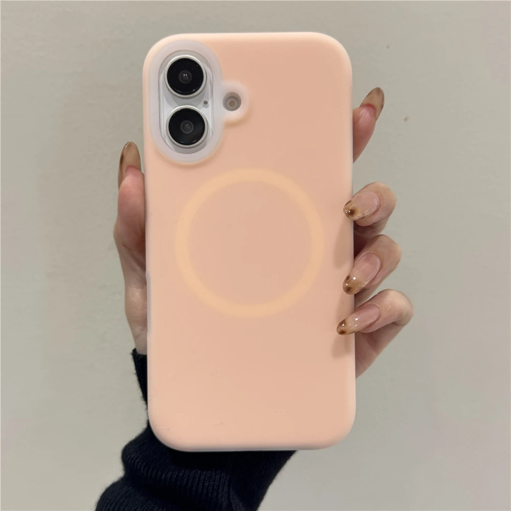 Capa Magnética Para Celular (rosa Areia Para Iphone 11), Silicone Líquido, Espessa E Resistente A Impactos.