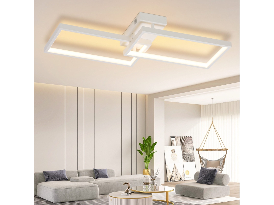 ZMH Luminária de teto LED moderna com controle remoto - Luminária de design em metal branco para quarto