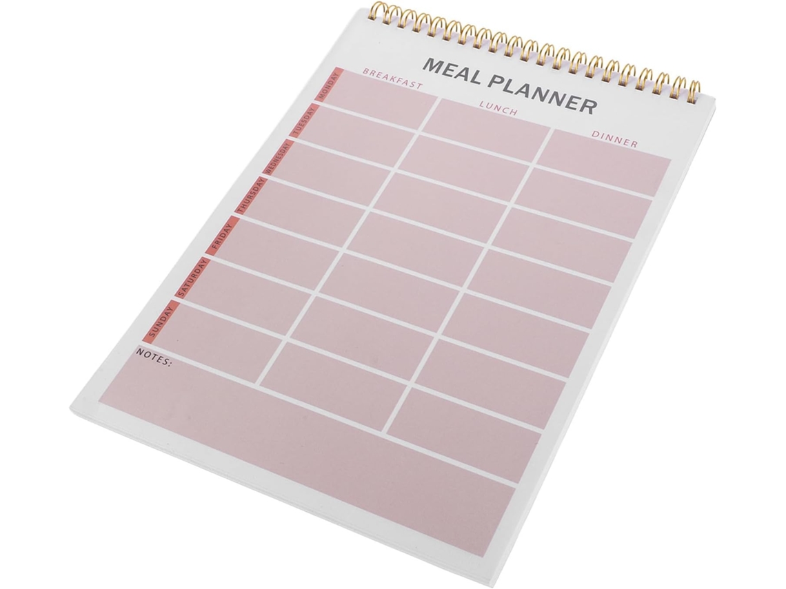Caderno de Planejamento de Refeições, Encadernação em Espiral, Papel Elegante, Rastreador Diário de Nutrição