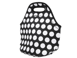 Bolsa Isolada para Almoço Neoprene Preto Branco Pontos