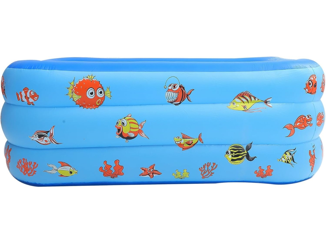 Piscina Inflável Azul Galpada de 130 cm com Fundo Acolchoado CHABERLU