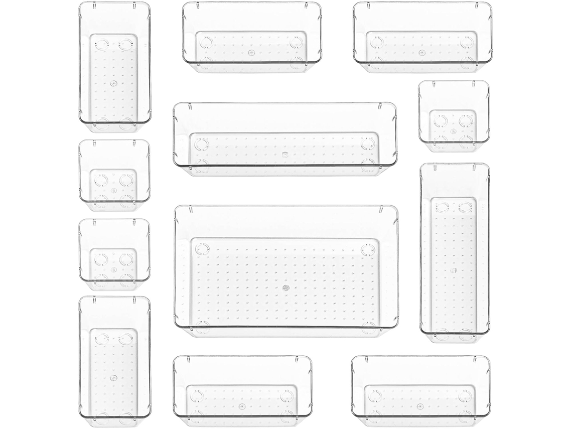 Lurelia Bandeja Para Talheres, 12 Peças, Em Plástico, Para Gaveta De Cozinha, 22,5 X 15 X 5,5 Cm, Transparente, Uso Diário
