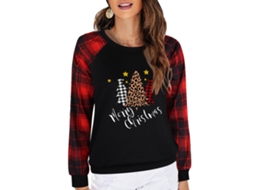 Camisa De Natal Feminina Laxiscreed De Manga Longa, Gola Redonda E Detalhe Hollow Out, Tamanho M