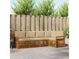Vidaxl Conjunto De Sofás Para Exterior 5 Unid. Natural E Bege
